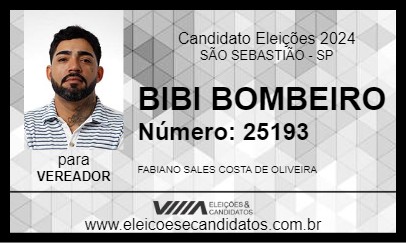 Candidato BIBI BOMBEIRO 2024 - SÃO SEBASTIÃO - Eleições