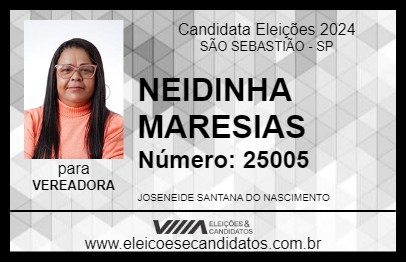 Candidato NEIDINHA MARESIAS 2024 - SÃO SEBASTIÃO - Eleições