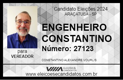 Candidato ENGENHEIRO CONSTANTINO 2024 - ARAÇATUBA - Eleições