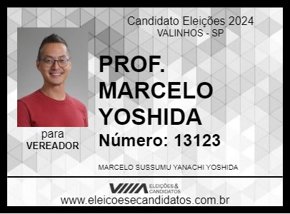 Candidato PROF. MARCELO YOSHIDA 2024 - VALINHOS - Eleições