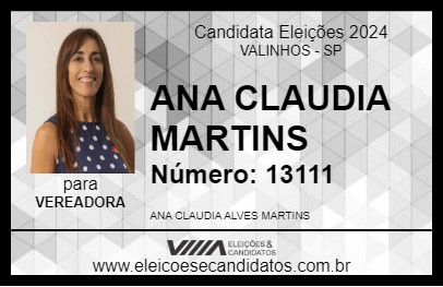 Candidato ANA CLAUDIA MARTINS 2024 - VALINHOS - Eleições