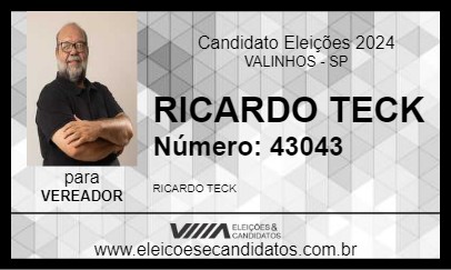 Candidato RICARDO TECK 2024 - VALINHOS - Eleições