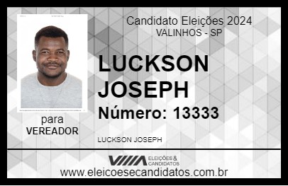 Candidato LUCKSON JOSEPH 2024 - VALINHOS - Eleições