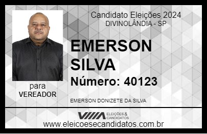 Candidato EMERSON SILVA 2024 - DIVINOLÂNDIA - Eleições