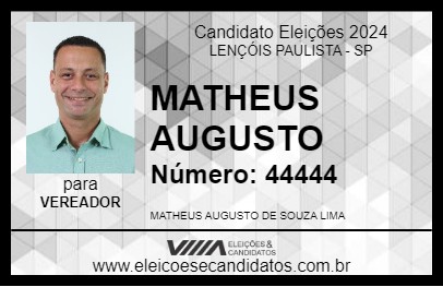 Candidato MATHEUS AUGUSTO 2024 - LENÇÓIS PAULISTA - Eleições