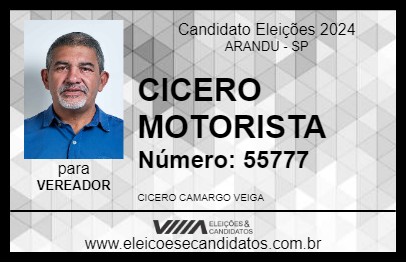 Candidato CICERO MOTORISTA 2024 - ARANDU - Eleições