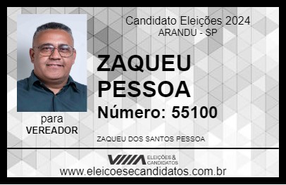 Candidato ZAQUEU PESSOA 2024 - ARANDU - Eleições