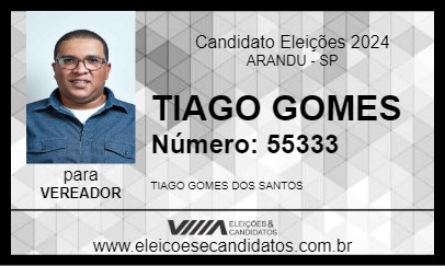 Candidato TIAGO GOMES 2024 - ARANDU - Eleições