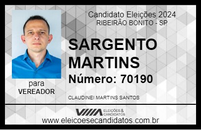 Candidato SARGENTO MARTINS 2024 - RIBEIRÃO BONITO - Eleições