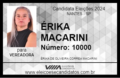 Candidato ÉRIKA MACARINI 2024 - NANTES - Eleições