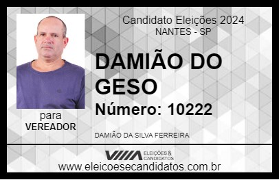 Candidato DAMIÃO DO GESO 2024 - NANTES - Eleições