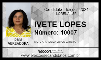 Candidato IVETE LOPES 2024 - LORENA - Eleições