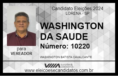 Candidato WASHINGTON DA SAUDE 2024 - LORENA - Eleições