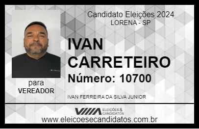 Candidato IVAN CARRETEIRO 2024 - LORENA - Eleições