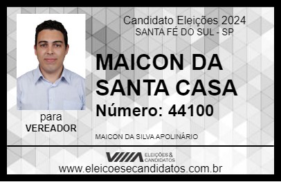 Candidato MAICON DA SANTA CASA 2024 - SANTA FÉ DO SUL - Eleições