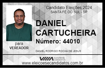 Candidato DANIEL CARTUCHEIRA 2024 - SANTA FÉ DO SUL - Eleições