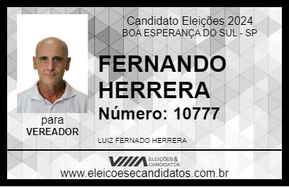 Candidato FERNANDO HERRERA 2024 - BOA ESPERANÇA DO SUL - Eleições