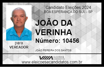 Candidato JOÃO DA VERINHA 2024 - BOA ESPERANÇA DO SUL - Eleições