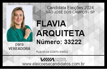 Candidato FLAVIA ARQUITETA 2024 - SÃO JOSÉ DOS CAMPOS - Eleições