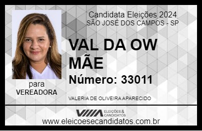 Candidato VAL DA  OW MÃE 2024 - SÃO JOSÉ DOS CAMPOS - Eleições