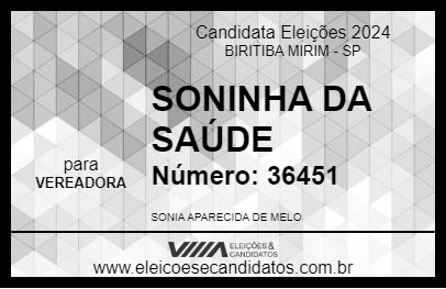 Candidato SONINHA DA SAÚDE 2024 - BIRITIBA MIRIM - Eleições