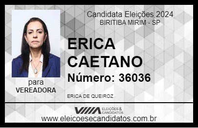 Candidato ERICA CAETANO 2024 - BIRITIBA MIRIM - Eleições