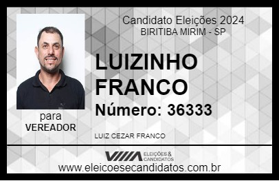 Candidato LUIZINHO FRANCO 2024 - BIRITIBA MIRIM - Eleições