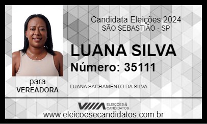 Candidato LUANA SILVA 2024 - SÃO SEBASTIÃO - Eleições