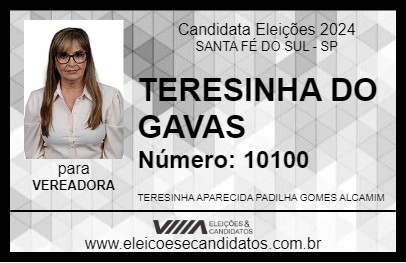 Candidato TERESINHA DO GAVAS 2024 - SANTA FÉ DO SUL - Eleições