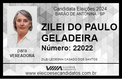 Candidato ZILEI DO PAULO GELADEIRA 2024 - BARÃO DE ANTONINA - Eleições