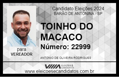 Candidato TOINHO DO MACACO 2024 - BARÃO DE ANTONINA - Eleições