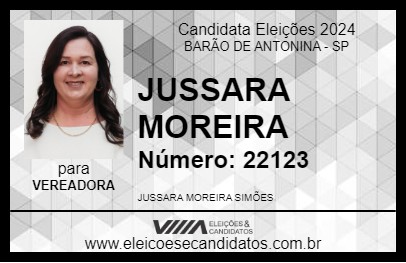 Candidato JUSSARA MOREIRA 2024 - BARÃO DE ANTONINA - Eleições