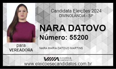 Candidato NARA DATOVO 2024 - DIVINOLÂNDIA - Eleições