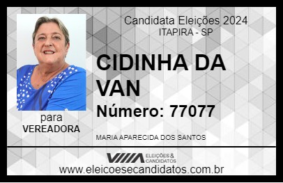 Candidato CIDINHA DA VAN 2024 - ITAPIRA - Eleições