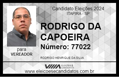 Candidato RODRIGO DA CAPOEIRA 2024 - ITAPIRA - Eleições