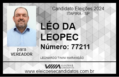 Candidato LÉO DA LEOPEC 2024 - ITAPIRA - Eleições