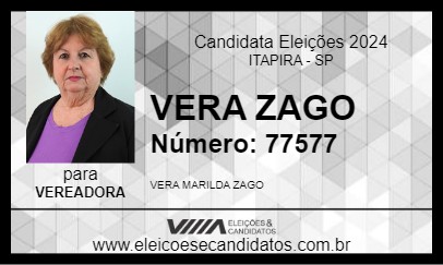 Candidato VERA ZAGO 2024 - ITAPIRA - Eleições