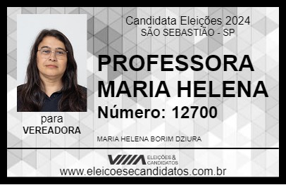 Candidato PROFESSORA MARIA HELENA 2024 - SÃO SEBASTIÃO - Eleições