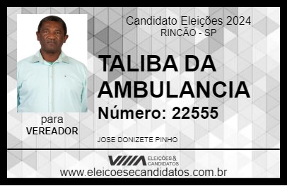 Candidato TALIBA DO TAQUARAL 2024 - RINCÃO - Eleições