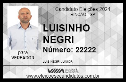 Candidato LUISINHO NEGRI 2024 - RINCÃO - Eleições