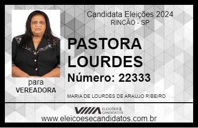 Candidato PASTORA LOURDES 2024 - RINCÃO - Eleições