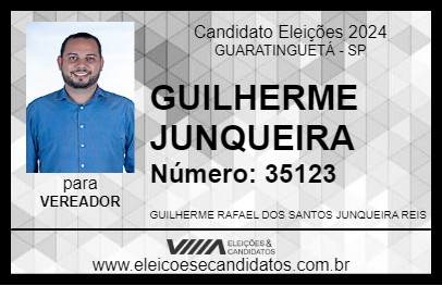 Candidato GUILHERME JUNQUEIRA 2024 - GUARATINGUETÁ - Eleições