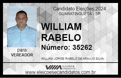 Candidato WILLIAM RABELO 2024 - GUARATINGUETÁ - Eleições