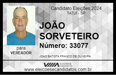 Candidato JOÃO SORVETEIRO 2024 - TATUÍ - Eleições