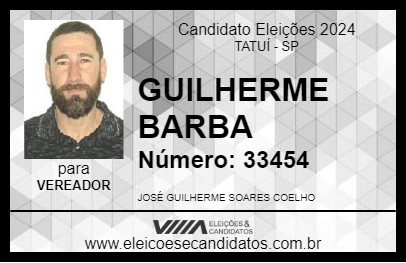 Candidato GUILHERME BARBA 2024 - TATUÍ - Eleições