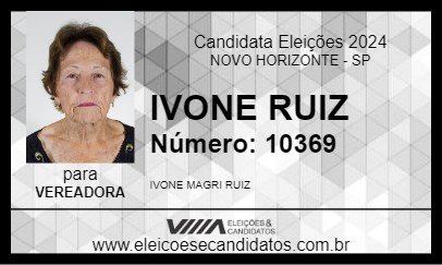 Candidato IVONE RUIZ 2024 - NOVO HORIZONTE - Eleições