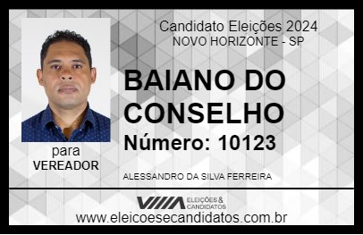 Candidato BAIANO 2024 - NOVO HORIZONTE - Eleições