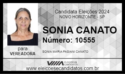 Candidato SONIA CANATO 2024 - NOVO HORIZONTE - Eleições