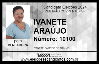 Candidato IVANETE ARAÚJO 2024 - RIBEIRÃO CORRENTE - Eleições