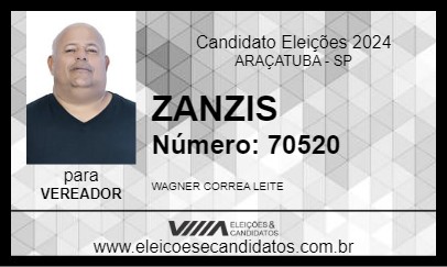 Candidato ZANZIS 2024 - ARAÇATUBA - Eleições